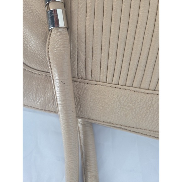 Bodhi Tan Soft Pebbled Leather Handbag Boho Pleats Please Purse Big Bag Nice - Picture 12 of 12